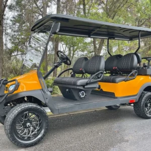 Orange 6-Passenger Gas Club Car with Bluetooth Audio System